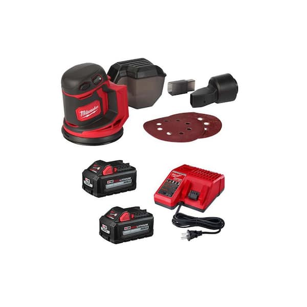 M18 18V Lithium-Ion Cordless 5 in. Random Orbit Sander w/ Two 6.0 Ah Battery and Charger