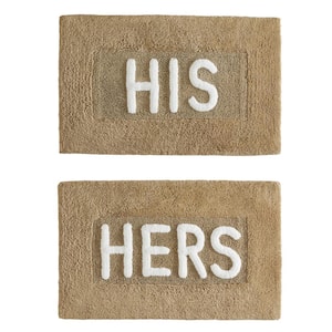 Cotton HIS and HERS Linen Bath Rug Set (2-Piece)