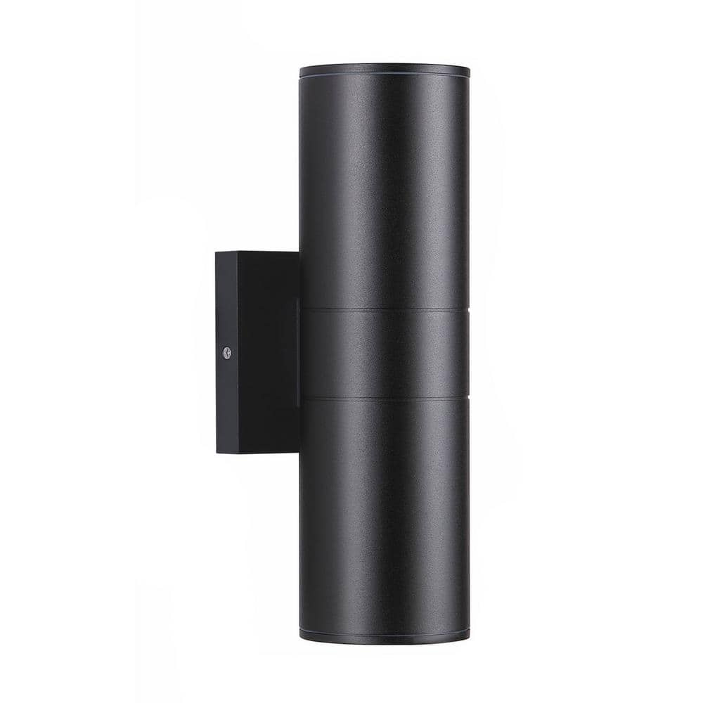Integrated LED Black Outdoor Hardwired Cylinder Wall Light Lantern Sconce with Up Down Lights (1-Pack) price history on PriceWatchPro