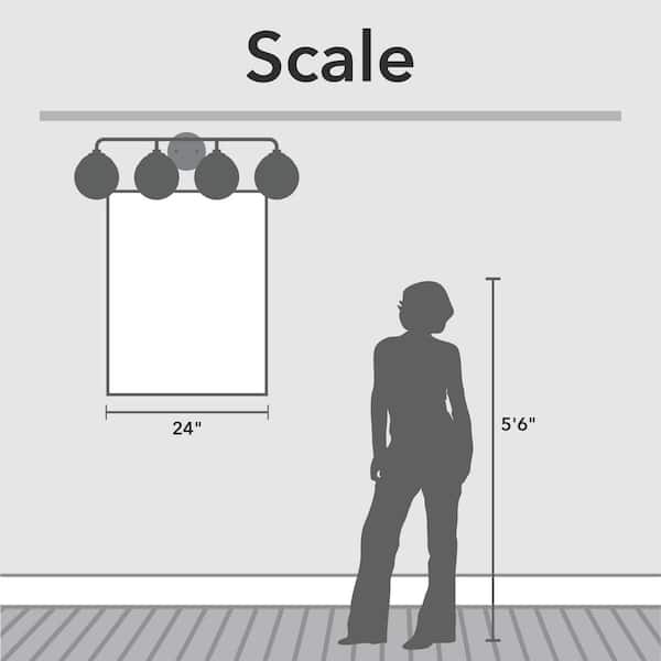 Hunter - Hepburn 30 in. 4-Light Matte Black Vanity Light with Cased White Shades