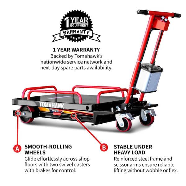 Tomahawk Power 600 lb. Electric Battery Powered Hydraulic Scissor