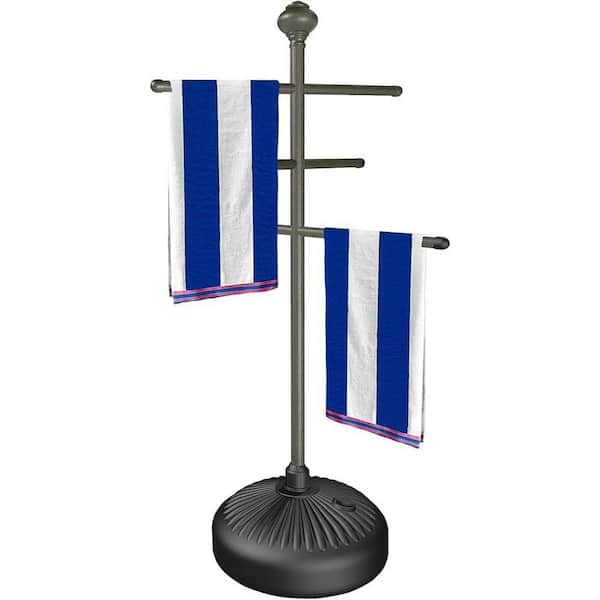 Unbranded 59 in. Metal Outdoor Pool Towel Rack with 3 Adjustable Bars, Freestanding Hot Tub Accessories, Gray