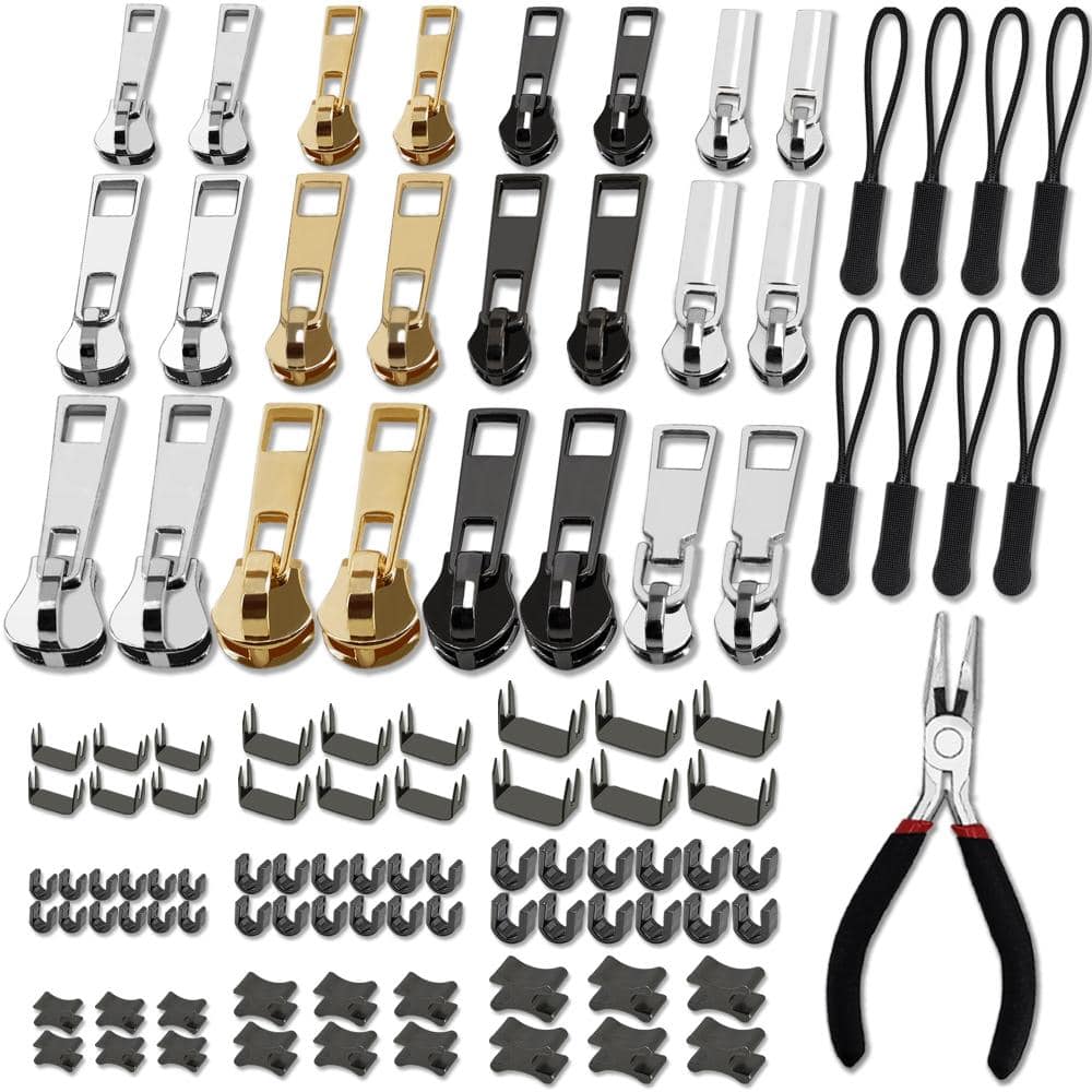 105-Piece Zipper Repair Kit Sizes 3 5 8 Metal Nylon Resin Sliders