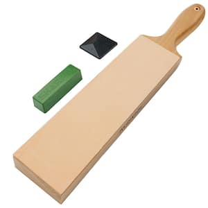 Large Double-Sided Leather Strop (Genuine Cowhide) Kit with 2 oz. Polishing Compound & Angle Guide for Knives & Chisels