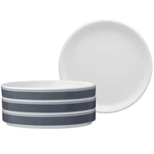 ColorStax Stripe Grey 6 in. Porcelain Small Plates (Set of 4)