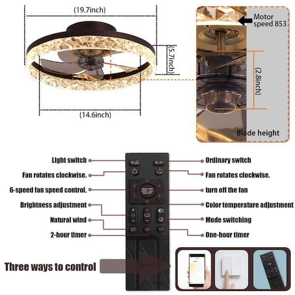 22 Ultra-thin LED Ceiling Fan Light Remote Control Flush Mount Ceiling Fan  Lamp