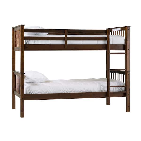 Solid Wood Twin over Twin Mission Design Bunk Bed - Walnut