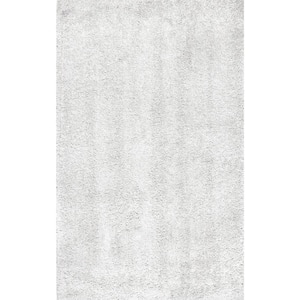 Kara Solid Shag Ivory 7 ft. 10 in. x 10 ft. 10 in. Area Rug
