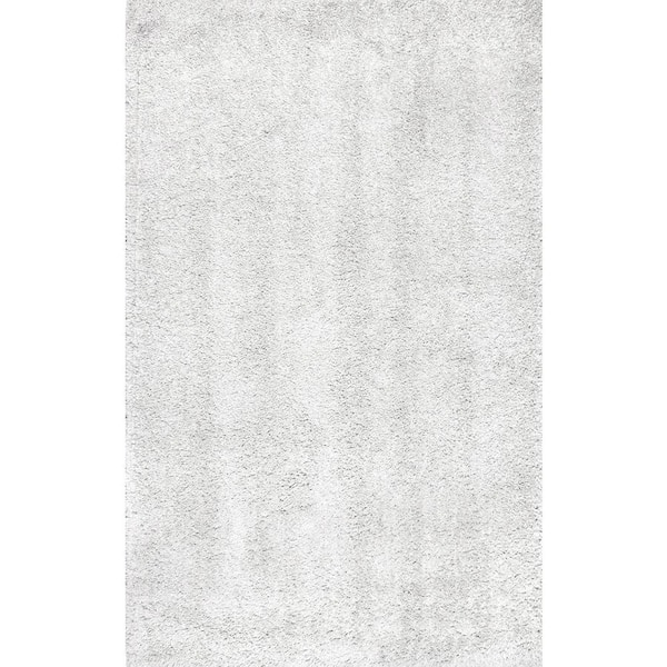 nuLOOM Kara Solid Shag Ivory 6 ft. x 6 ft. Indoor Square Area Rug
