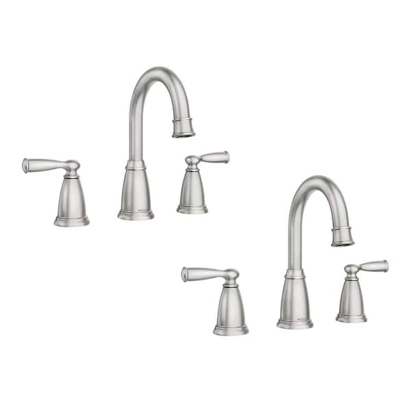 MOEN Banbury 8 in. Widespread Double Handle High-Arc Bathroom Faucet in Spot  Resist Brushed Nickel (2-Pack) (Valve Included) T84947SRN-2PK - The Home  Depot