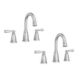 Banbury 8 in. Widespread Double Handle High-Arc Bathroom Faucet in Spot Resist Brushed Nickel (2-Pack) (Valve Included)