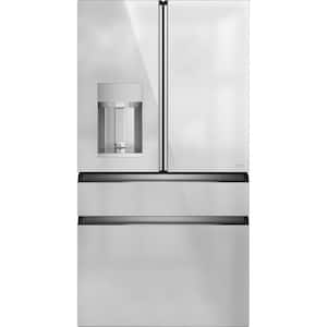27.8 cu. ft. Smart 4- Door French Door Refrigerator with Convertible Middle Drawer in Platinum Glass
