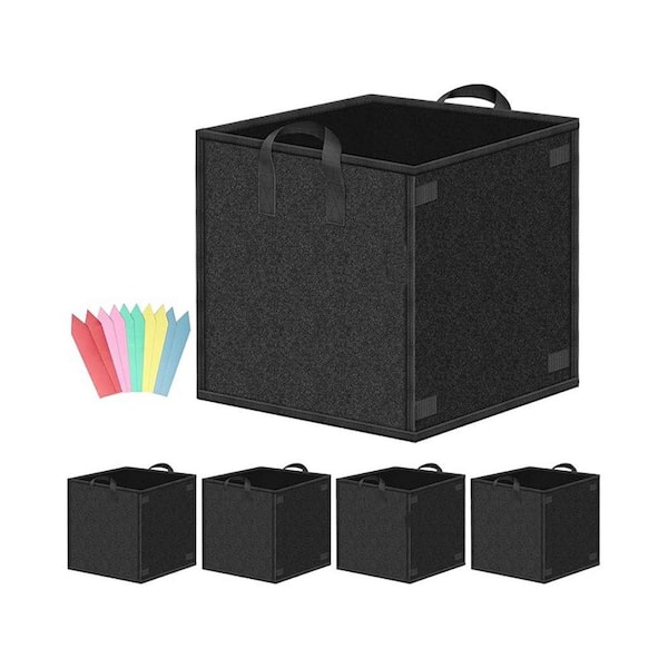 5 Pack 10 Gallon Square Black Fabric Planting Pots with Handles for Indoor Outdoor Garden Superior Aeration