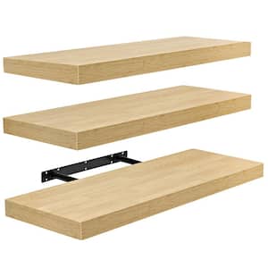 Floating Wall Shelves, 9 in. x 24 in. Maple Decorative Wall Shelves