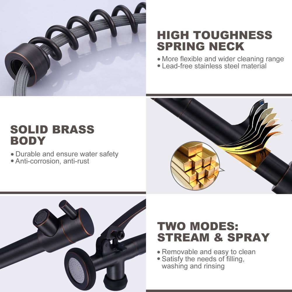 Oil Rubbed Bronze Single Handle Pull Out Sprayer Kitchen Faucet