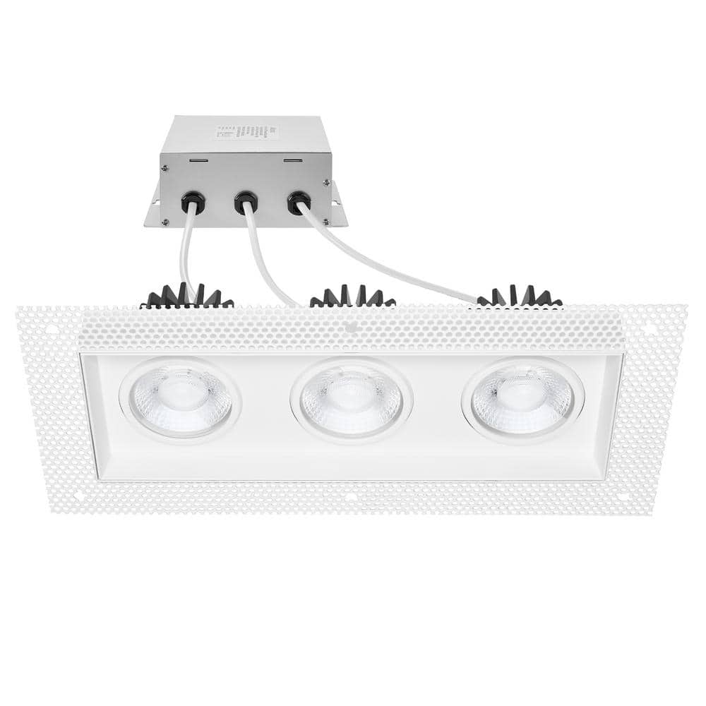White Aluminum 3-Head LED Recessed Downlight