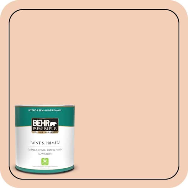 BEHR PREMIUM PLUS 1 qt. #M210-3 Apricot Freeze Semi-Gloss Enamel Low Odor Interior Paint & Primer