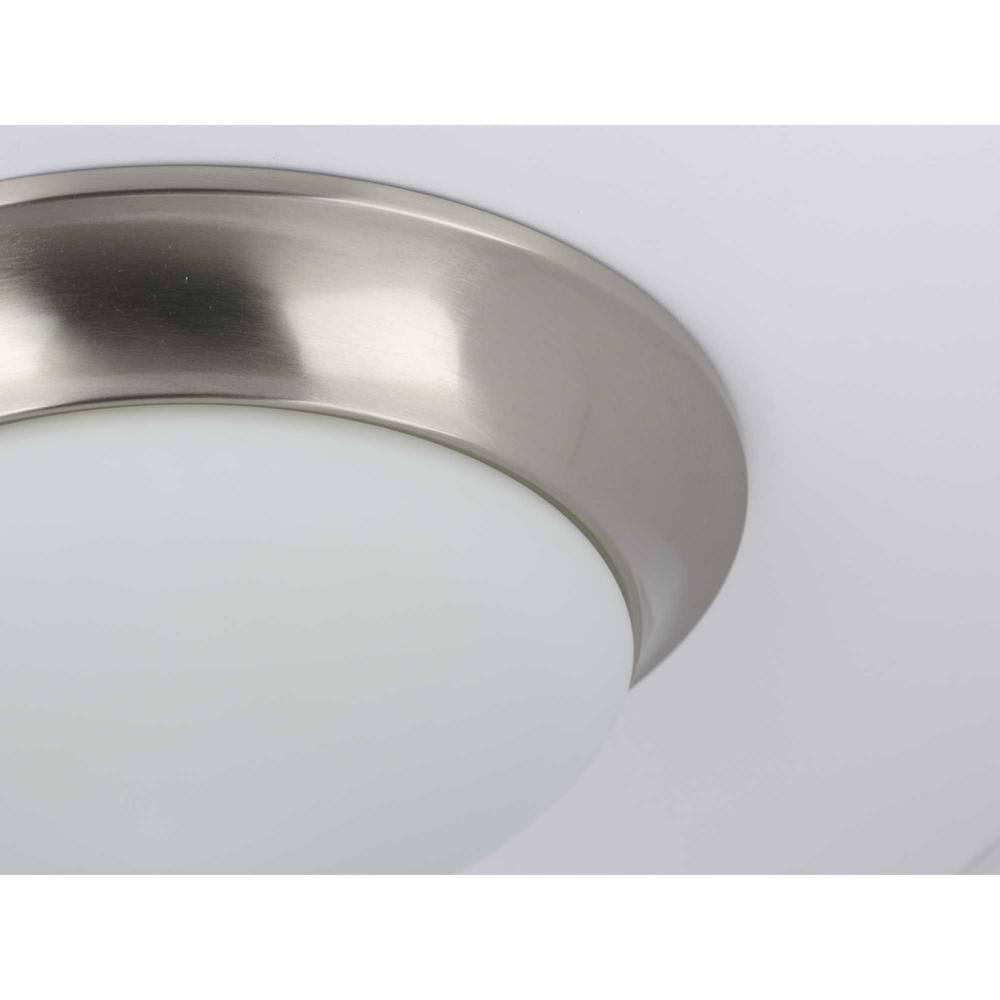 14-Inch Brushed Nickel and Etched Glass Flush Mount Light