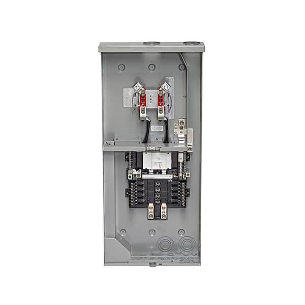 200 Amp Outdoor Meter Main Combo, 8 Spaces, Ringless with Internal Trough
