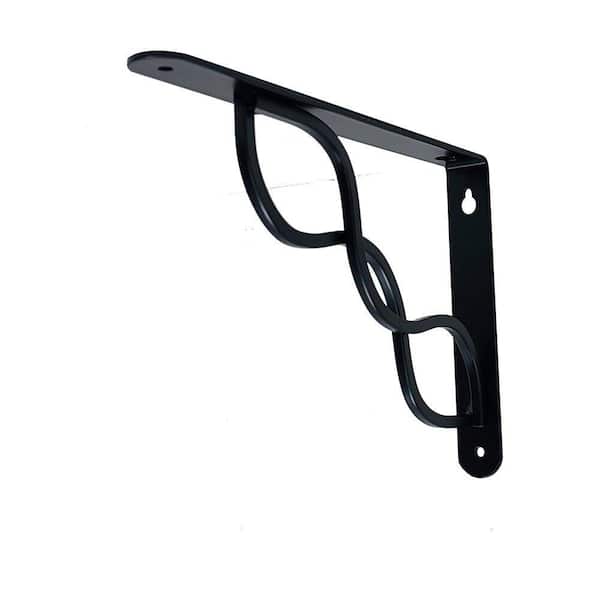 6. 5in x 9in Black Steel Triple Scroll Decorative Shelf Bracket