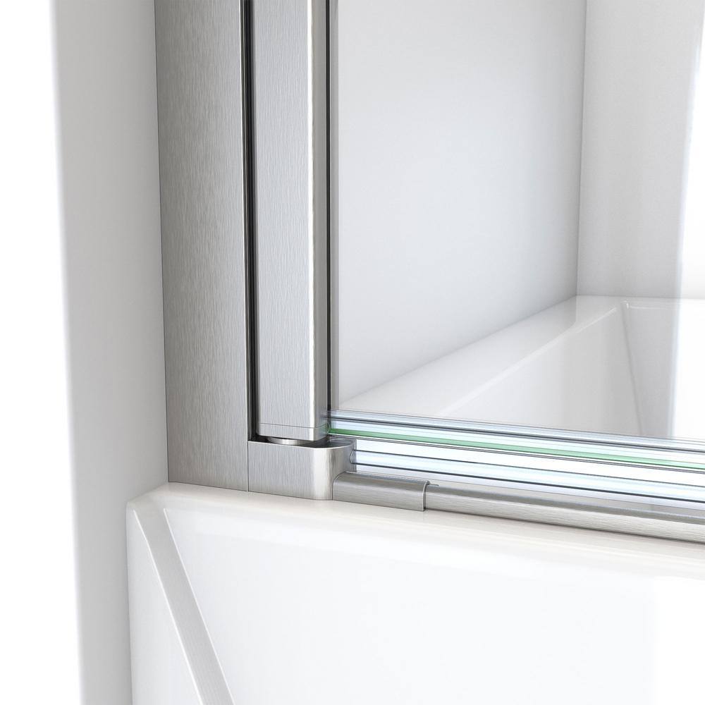 Aqua-Q 58" Frameless Swing Tub Door in Brushed Nickel