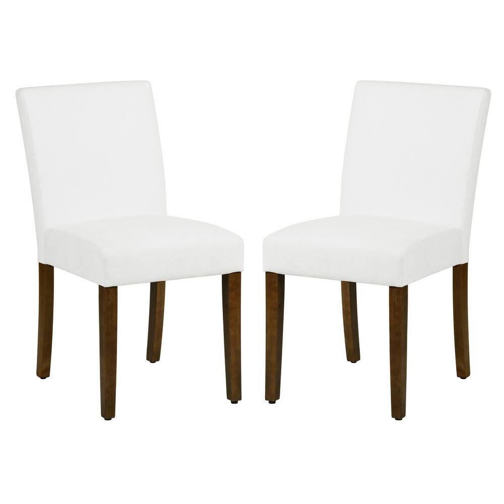 Homy Casa Lowe White Upholstered Dining Chairs(Set of 2) LOWE WH The