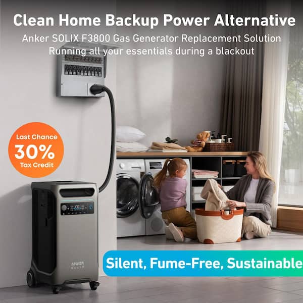 SOLIX F3800 6,000W 3,840Wh Gas Generator Replacement Solution w/ a Transfer Switch Push-Button Start Battery Generator