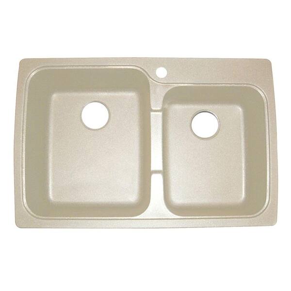 Astracast Offset Drop-in Granite Composite 33 in. 1-Hole Double Bowl Sink in Sahara Beige