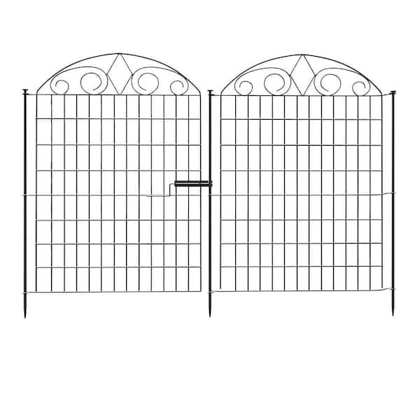 Garden Fence Panels 24 ft. x 40 in.Tall No Dig Temporary Pet Barrier with Gate Sturdy Metal Construction for Outdoor Use