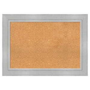 Romano Silver Wood Framed Natural Corkboard 43 in. x 31 in. Bulletin Board Memo Board