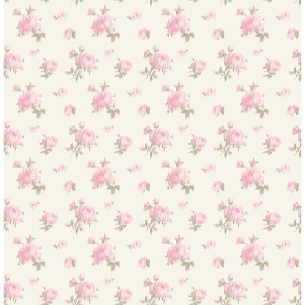 Ikat Rose Tinted Petals Small Print Wallpaper