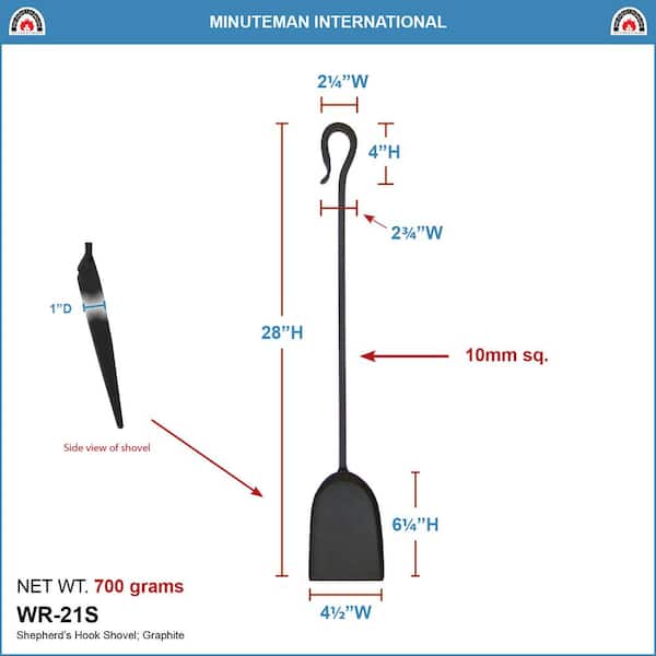 28 in. Tall Graphite Shepherd Hook Fireplace Shovel Tool