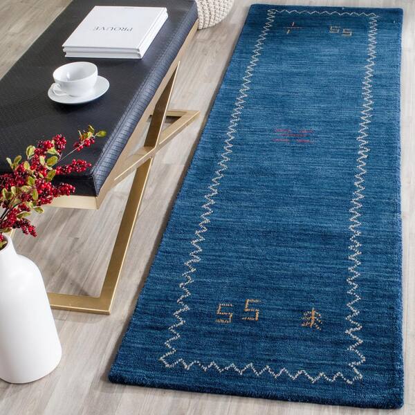 Himalaya Blue 2 ft. x 10 ft. Border Runner Rug