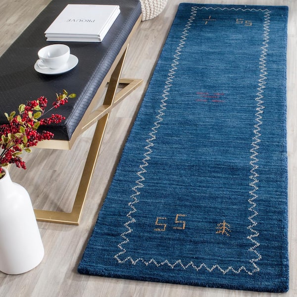 Himalaya Blue 2 ft. x 14 ft. Border Runner Rug