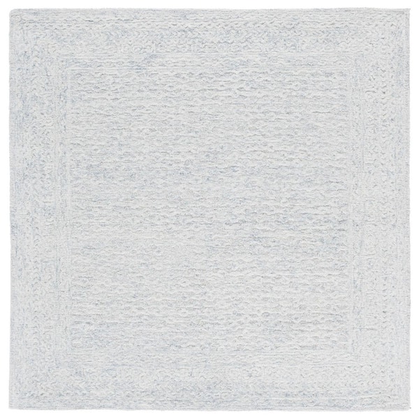 SAFAVIEH Pine 6 ft. x 6 ft. Light Blue/Ivory Modern Solid square Area Rug