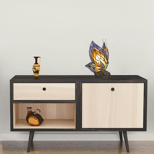 10 in. Butterfly Brown/Multicolored Accent Lamp