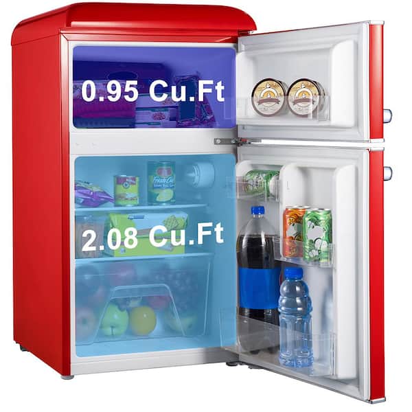 Galanz GLR33MRDR10 Retro Compact Refrigerator, Single Door Fridge,  Adjustable Mechanical Thermostat with Chiller, 3.3 Cu Ft, Red