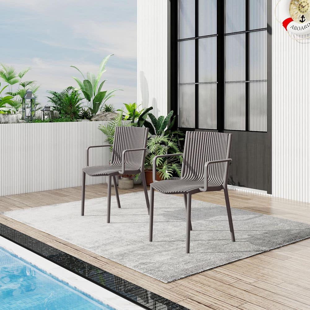 Black Polypropylene Stackable Outdoor Dining Chair (Set of 4) price history on PriceWatchPro