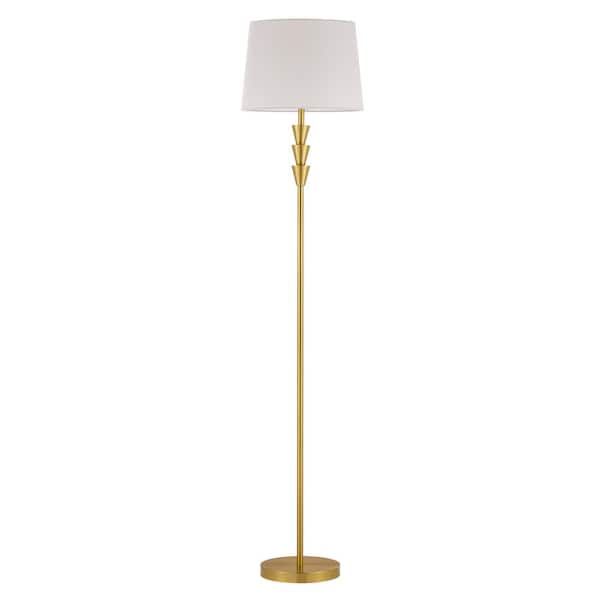 KAWOTI 62.5 in. Plated Gold Standard Floor Lamp with White Linen Shade