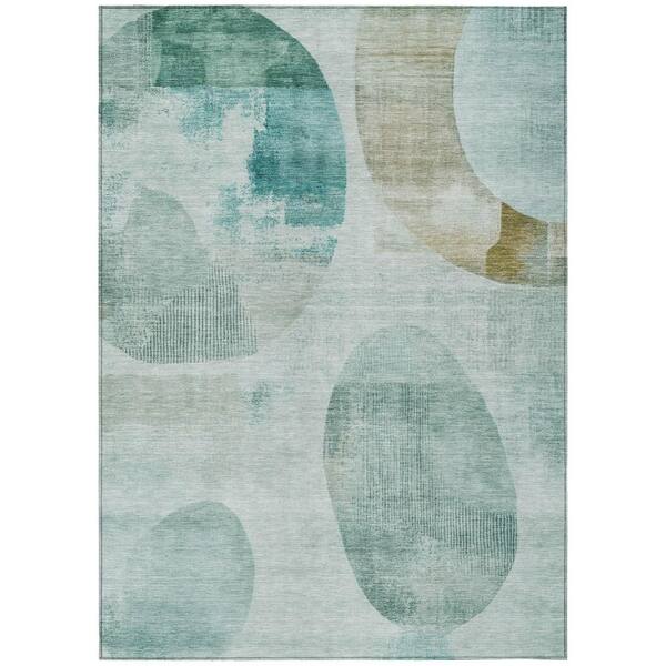 Chantille Machine Washable Indoor/Outdoor Abstract ACN2815 Teal 10 ft. x 14 ft. Area Rug