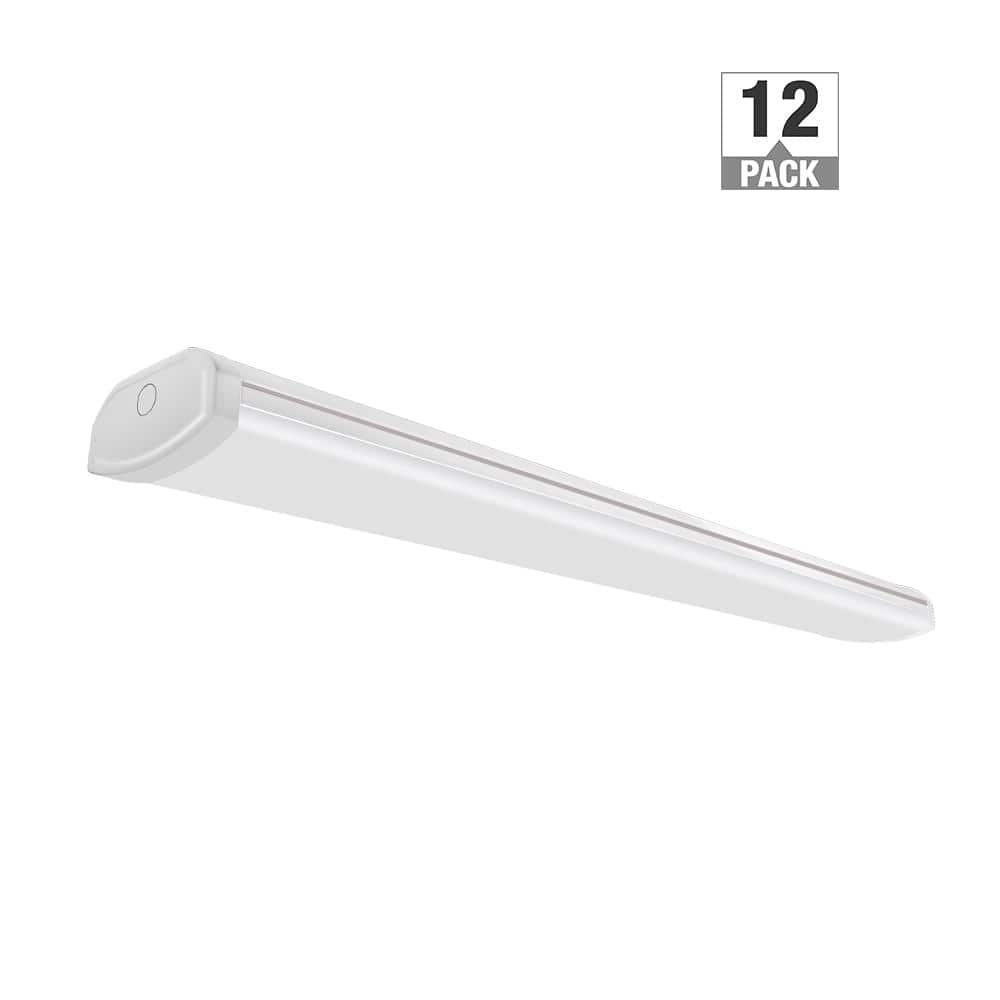 12-Pack 4 ft. 3600 Lumens LED Wraparound Ceiling Light Fixture 120V Hardwir