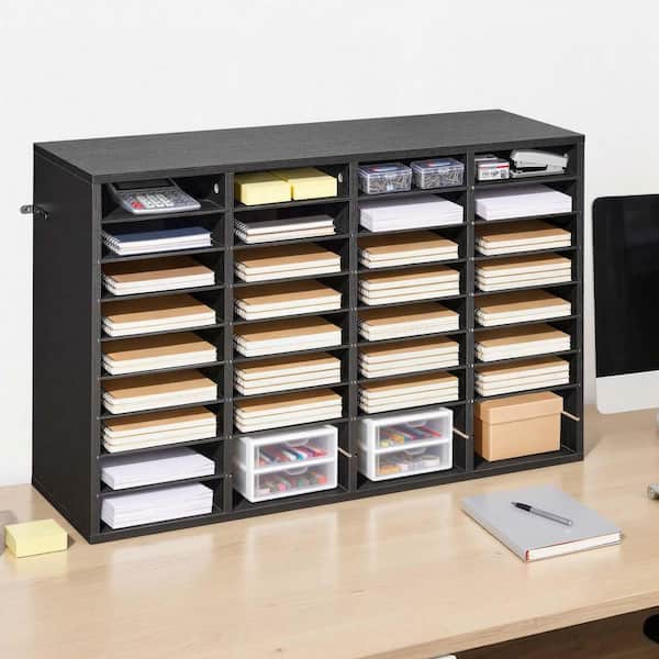 VEVOR Black Wooden Literature Organizer, 23.62 in. H, 11.81 in. W