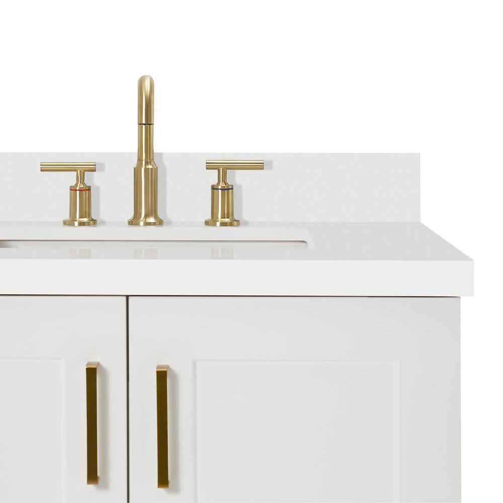 Taylor 43" White Freestanding Bathroom Vanity with Quartz Top
