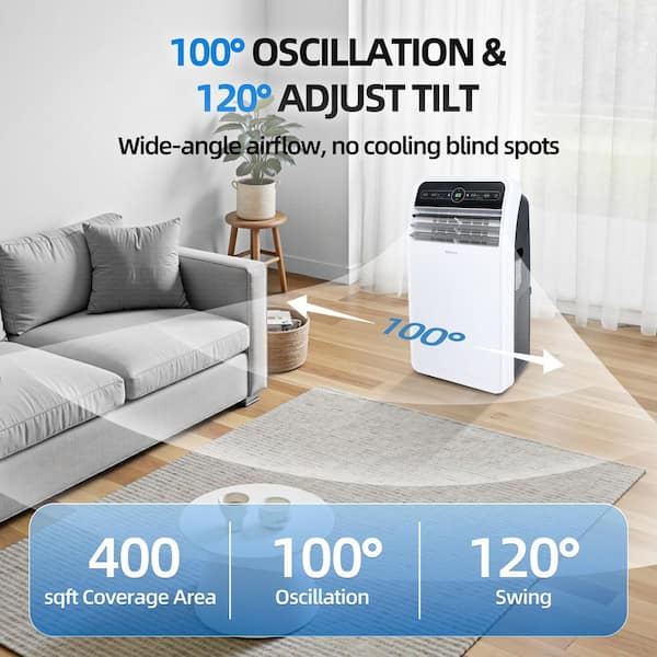 12,000 BTU (7,500 BTU DOE) Portable Air Conditioner Cools 400 sq. ft. with Dehumidifier, Speed-Control, Remote