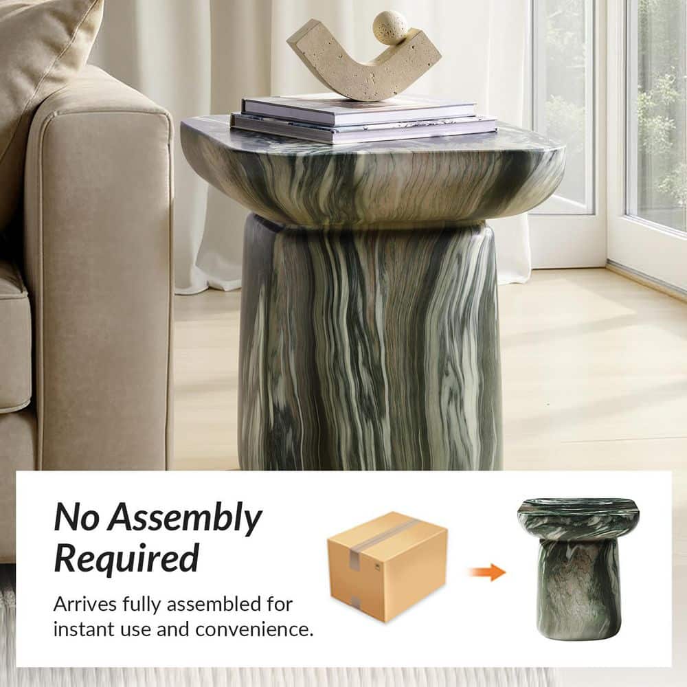 Alvarina 17.75 in. Beige Rectangle Concrete End Table - thumbnail 6