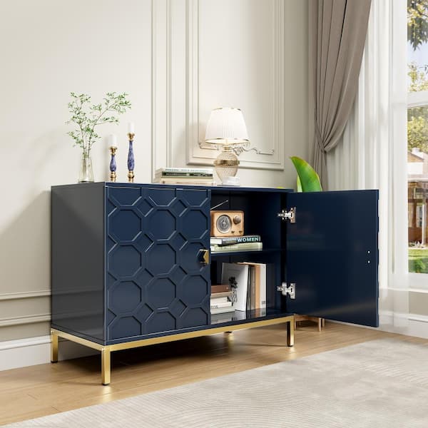 Boyel Living 26.2 in. H Freestanding Storage Cabinet 2 Door Accent Cabinet in Blue BL JH 005 BL