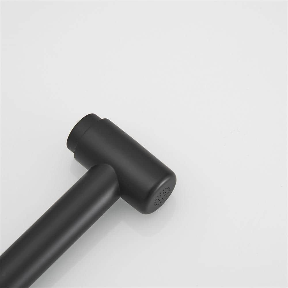 Matte Black Brass Bridge Kitchen Faucet with Side Sprayer