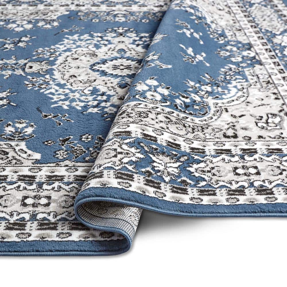 Midnight Blue Medallion Reversible Runner Rug