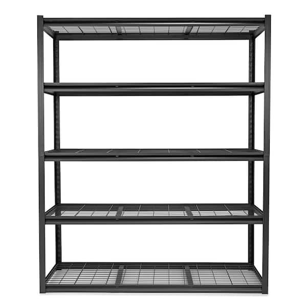 5-Tiers Heavy Duty Steel Adjustable Garage Storage Shelving Unit in Black (60 in. W x 72 in. H x 23.6 in. D)