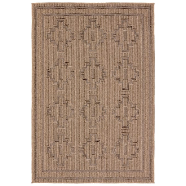 VIBE BY JAIPUR LIVING Vibe Adrar Brown/Black 8 ft. x 10 ft. Tribal Polypropylene Indoor/Outdoor Area Rug
